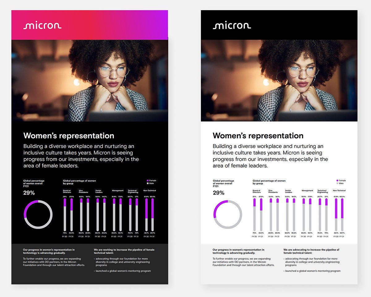 Light and dark mode examples