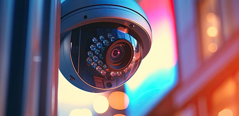Security camer in neon lighting 