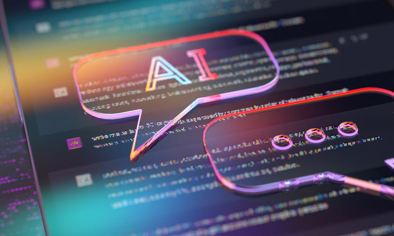 Illustration of artificial intelligence concepts displayed on a digital interface screen.