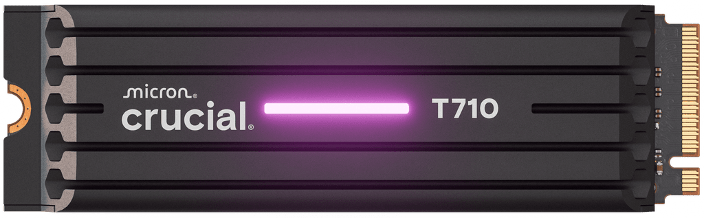 Crucial T710 4TB PCIe Gen5 NVMe 2280 M.2 SSD with heatsink- view 1