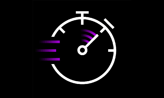 Animated timer in purple and white with motion blur