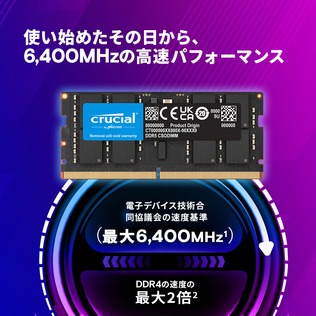 Crucial 128GB Kit (64GBx2) DDR5-6400 CSODIMM