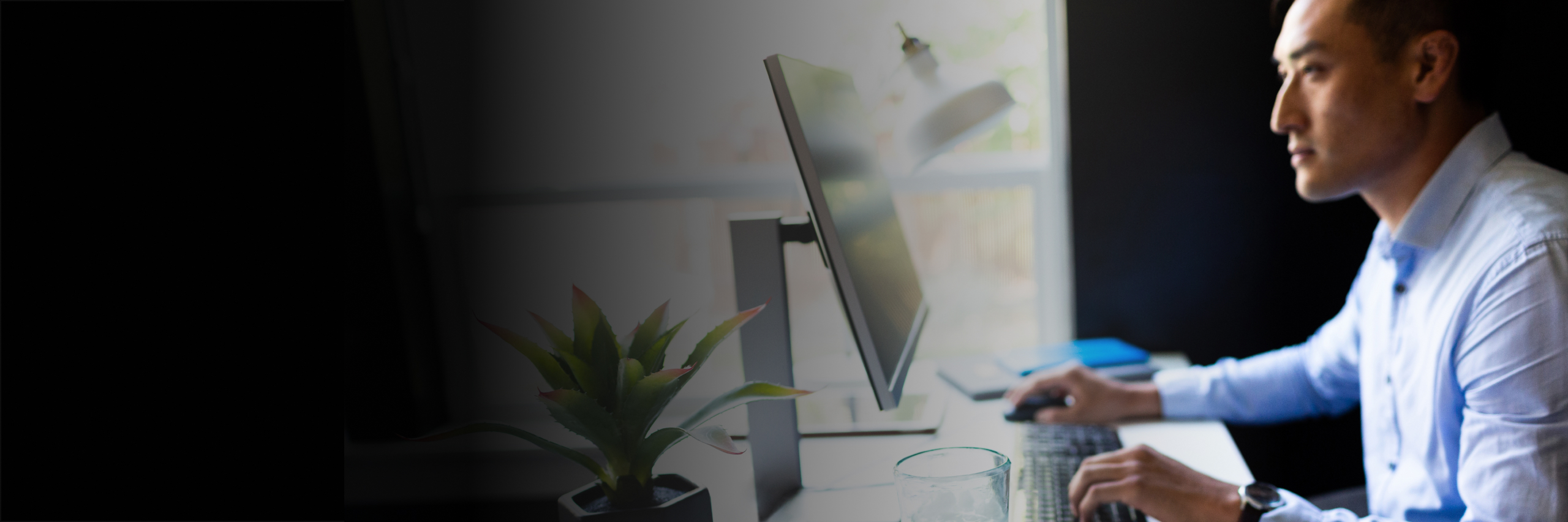 Business professional looking at screen