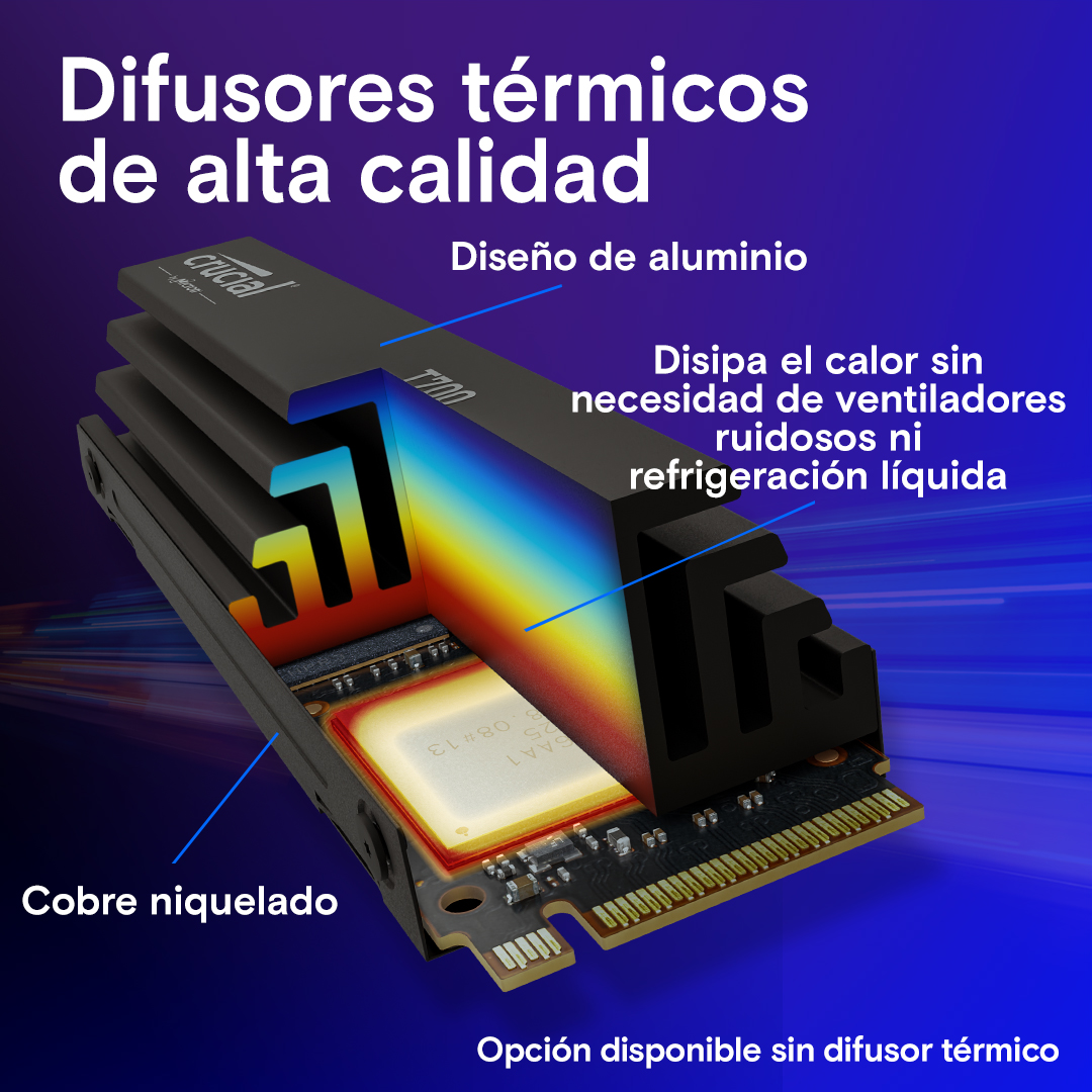 Crucial - T700 NVMe Gen5 SSD *正常100%* SSD NVMe M.2 Crucial T700 1TB PCIe Gen5 - Velocidad y Eficiencia