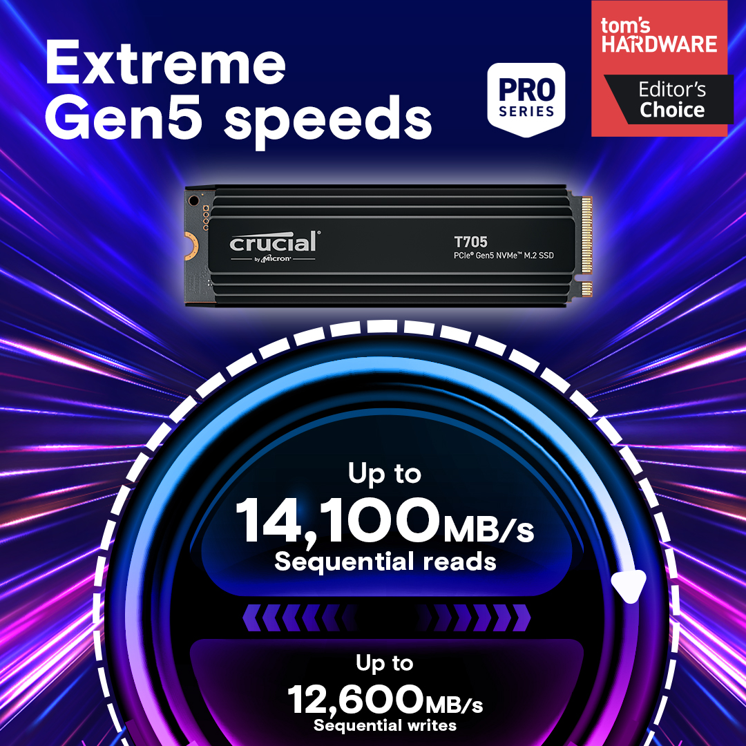 内蔵型SSD Crucial T705 4TB M.2 SSD Crucial 4TB T705 NVMe PCIe 5.0 M.2 Internal SSD CT4000T705SSD5