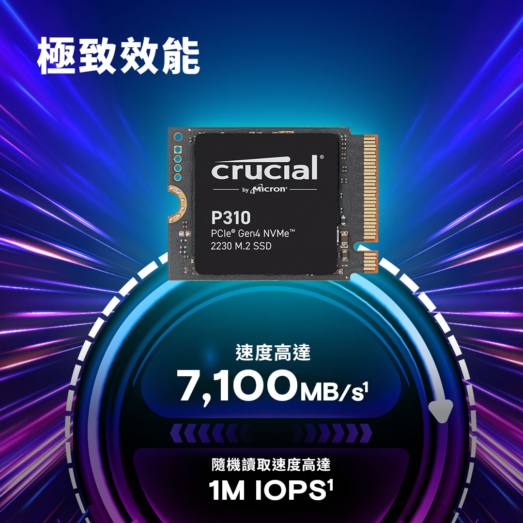 Crucial P310 1TB PCIe Gen4 NVMe 2230 M.2 SSD