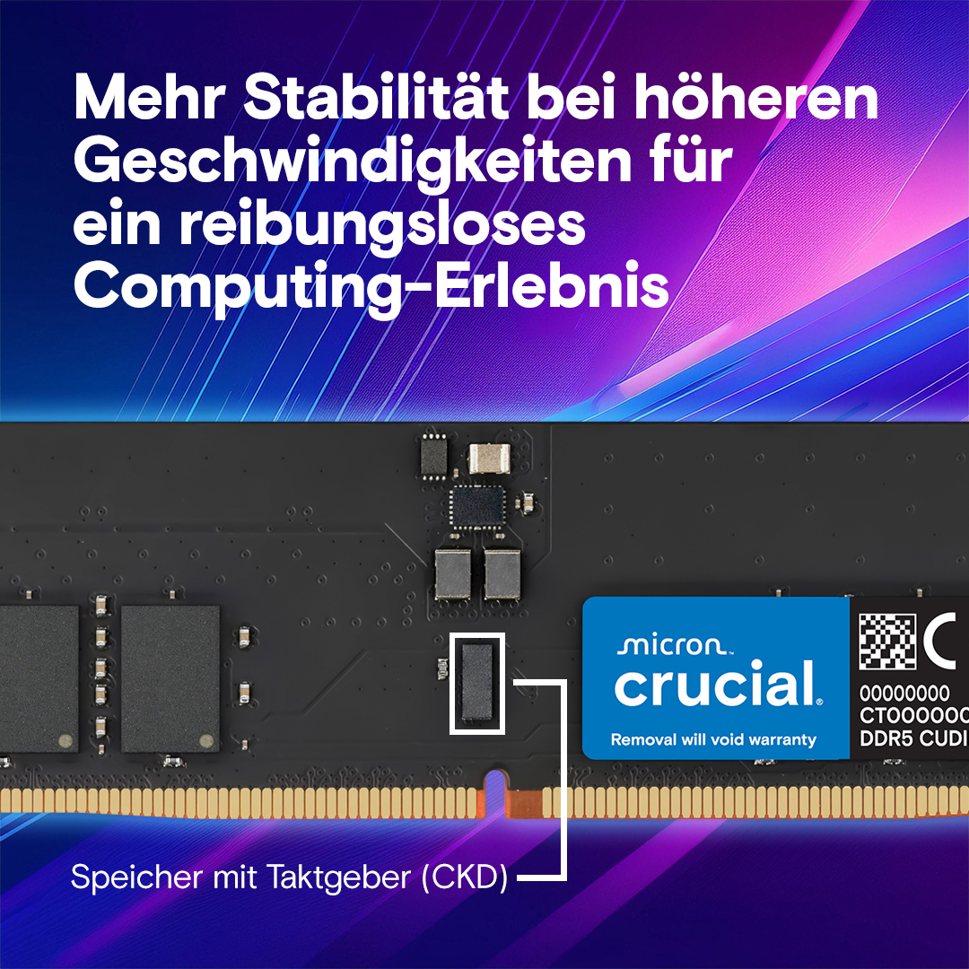 Crucial 64GB Kit (32GBx2) DDR5-6400 CUDIMM | CT2K32G64C52CU5