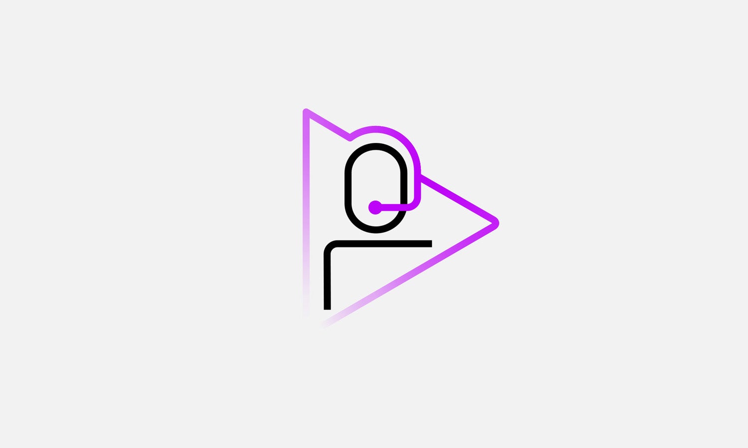 Icon of a person within a play button, representing learning, training, or educational content.