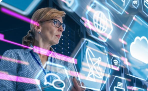 Women searching on screen