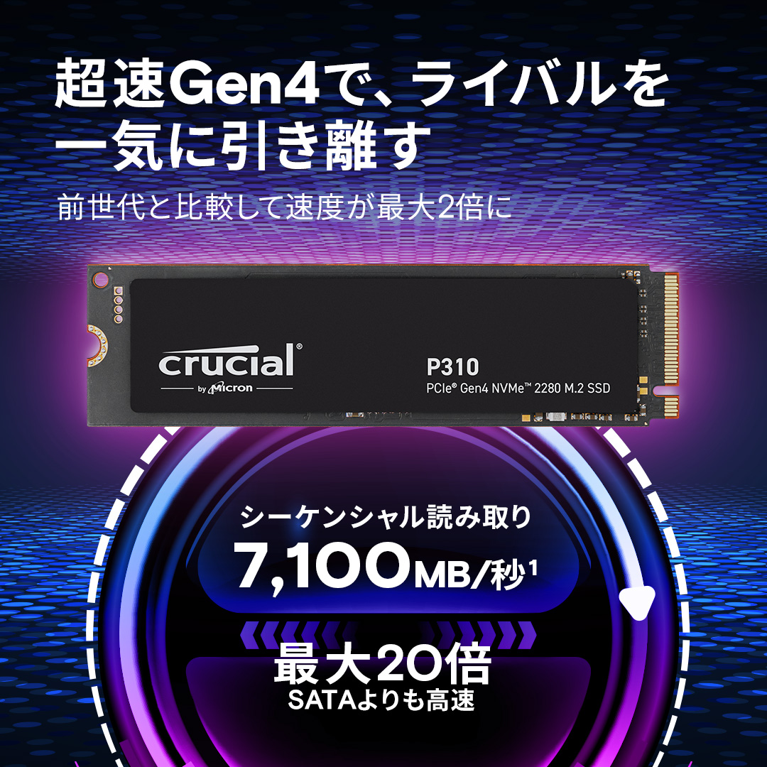 Crucial P310 1TB PCIe Gen4 NVMe 2280 M.2 SSD