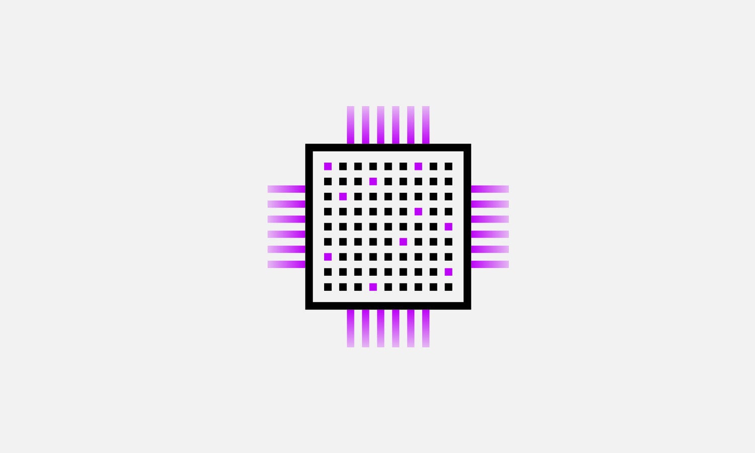 Microchip icon with purple connection lines