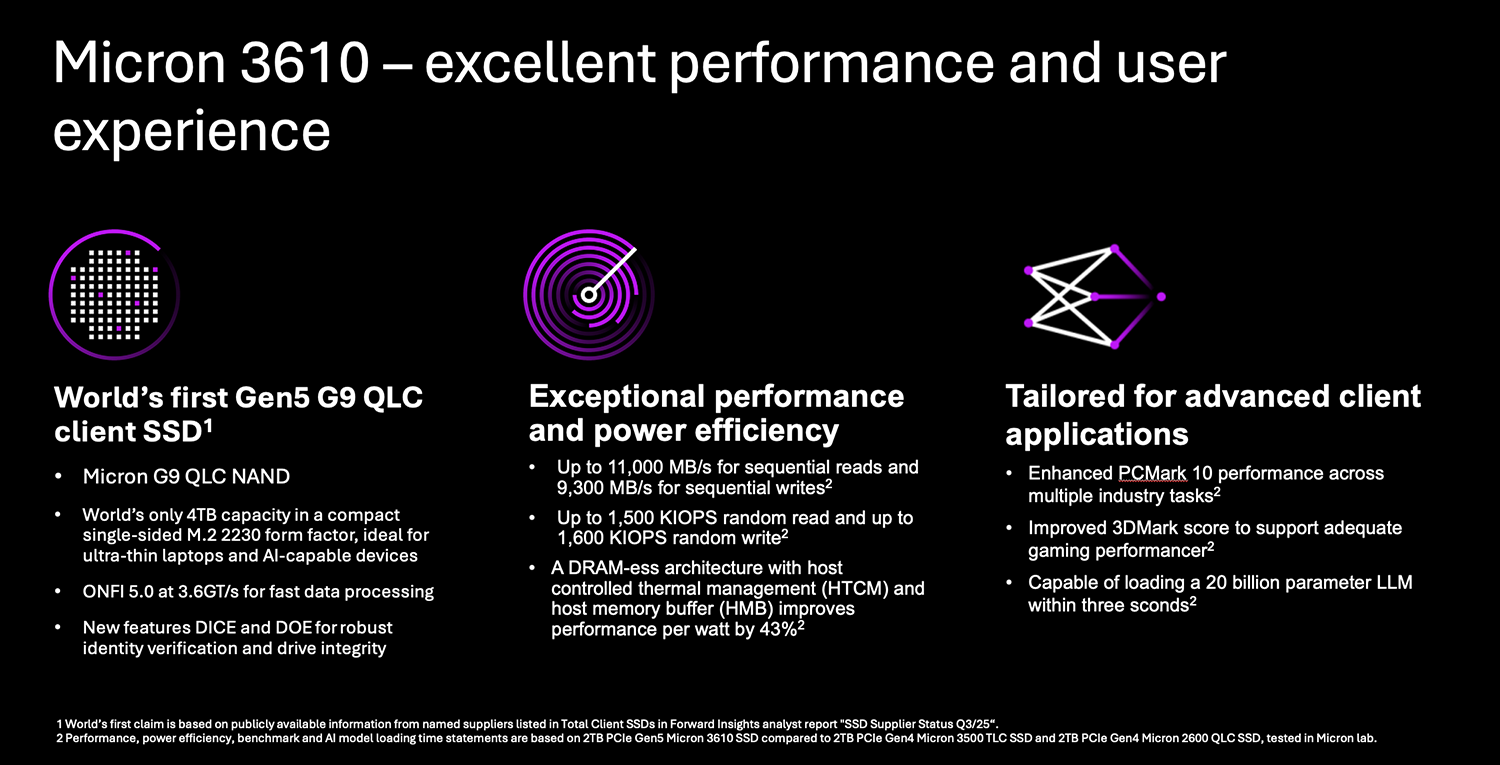 Micron 3610 excellent performance and user experience infographic