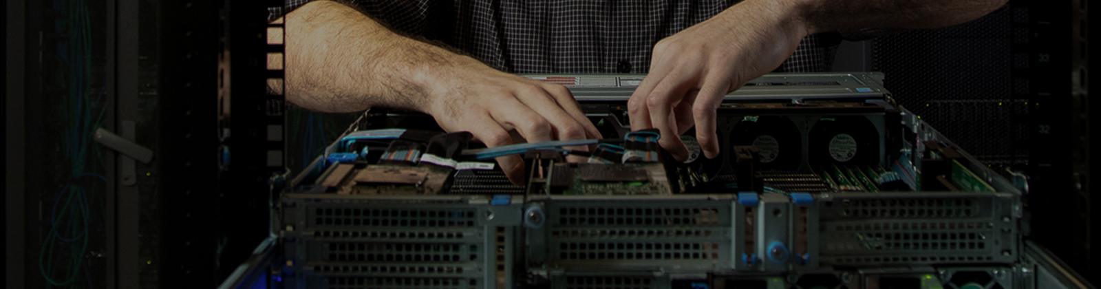 Man working on a computer build