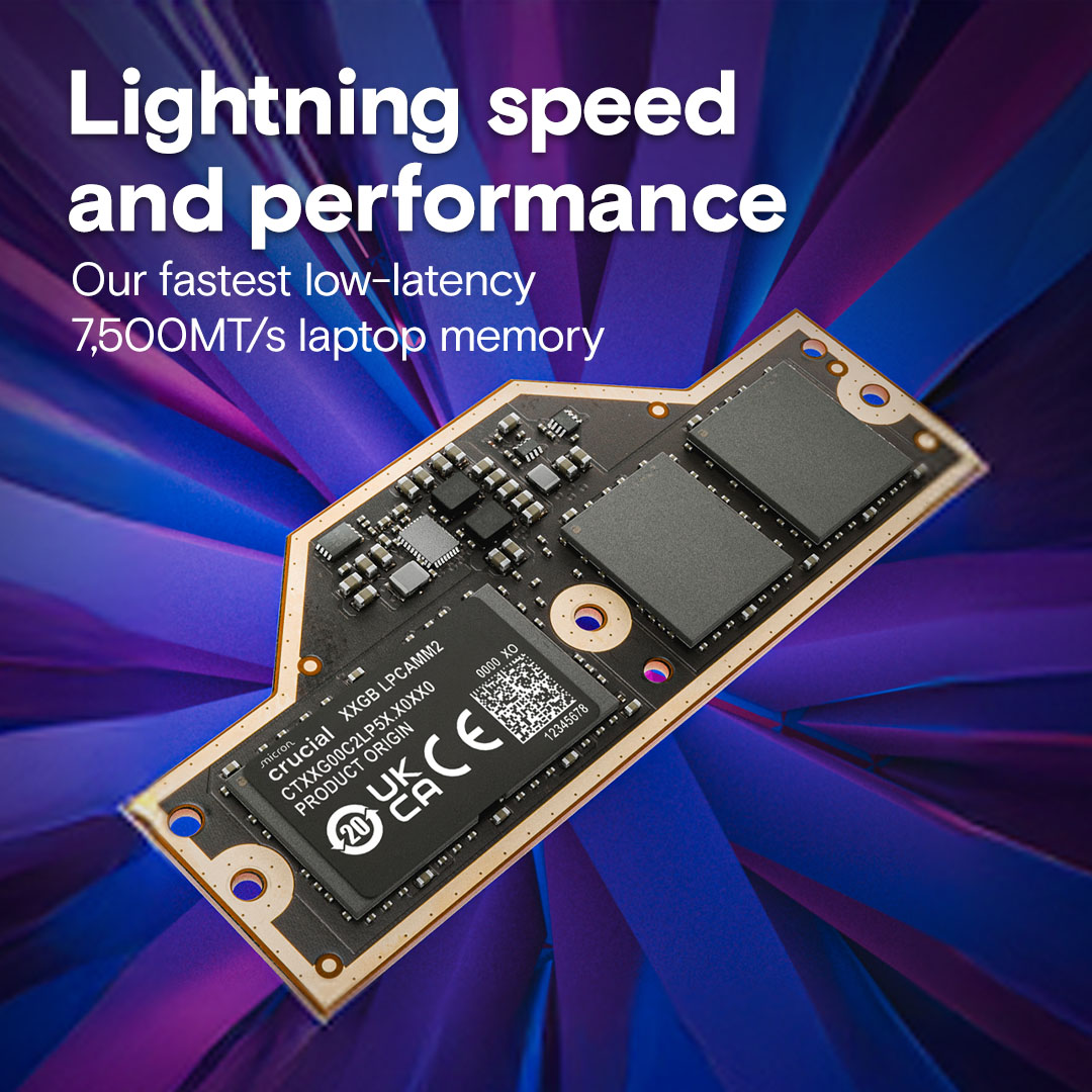Crucial 64GB LPCAMM2 LPDDR5X- 7500 memory | CT64G75C2LP5X