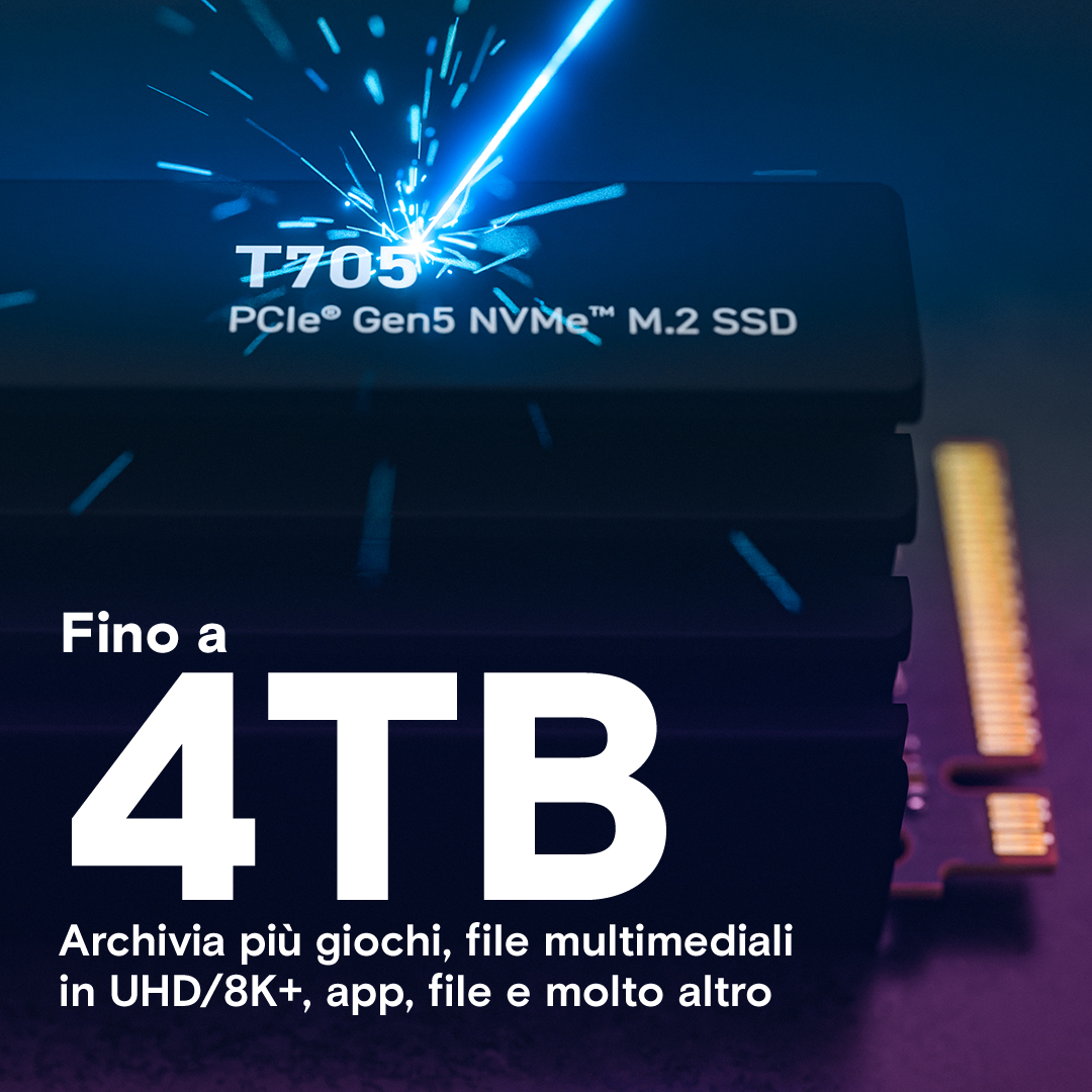 Crucial T705 4TB PCIe Gen5 NVMe M.2 SSD with heatsink