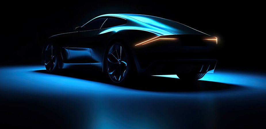 Stylized automotive spotlight dark background