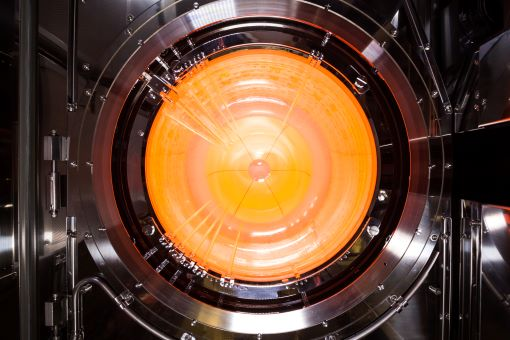 Diffusion furnace glowing hot