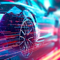 Fast car neon lines