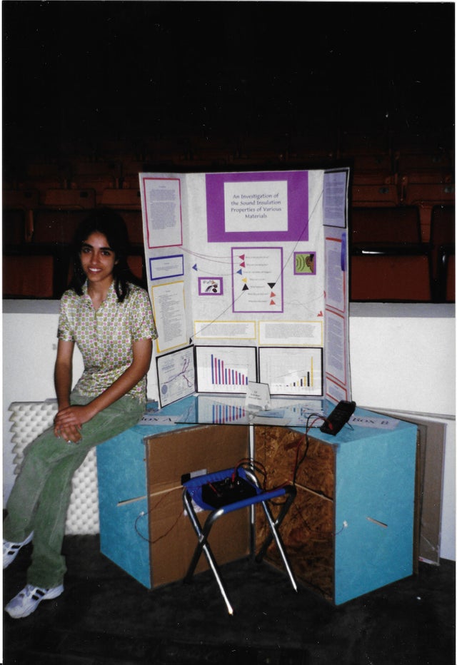 Sitting with poster presentation