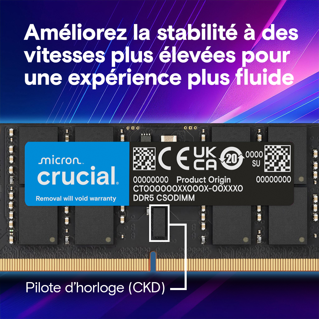 Crucial 32GB Kit (16GBx2) DDR5-6400 CSODIMM | CT2K16G64C52CS5