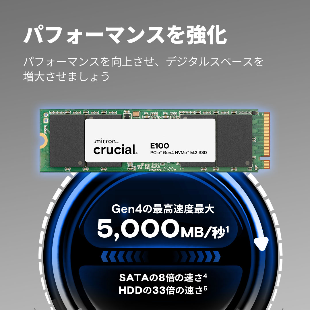 Crucial E100 1TB PCIe Gen4 NVMe M.2 SSD | CT1000E100SSD8