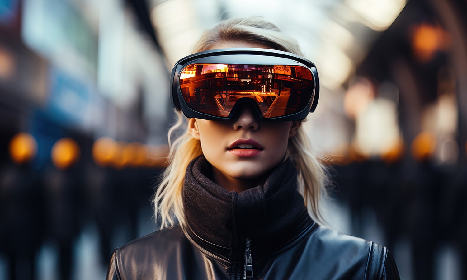 Female wearing AI glasses