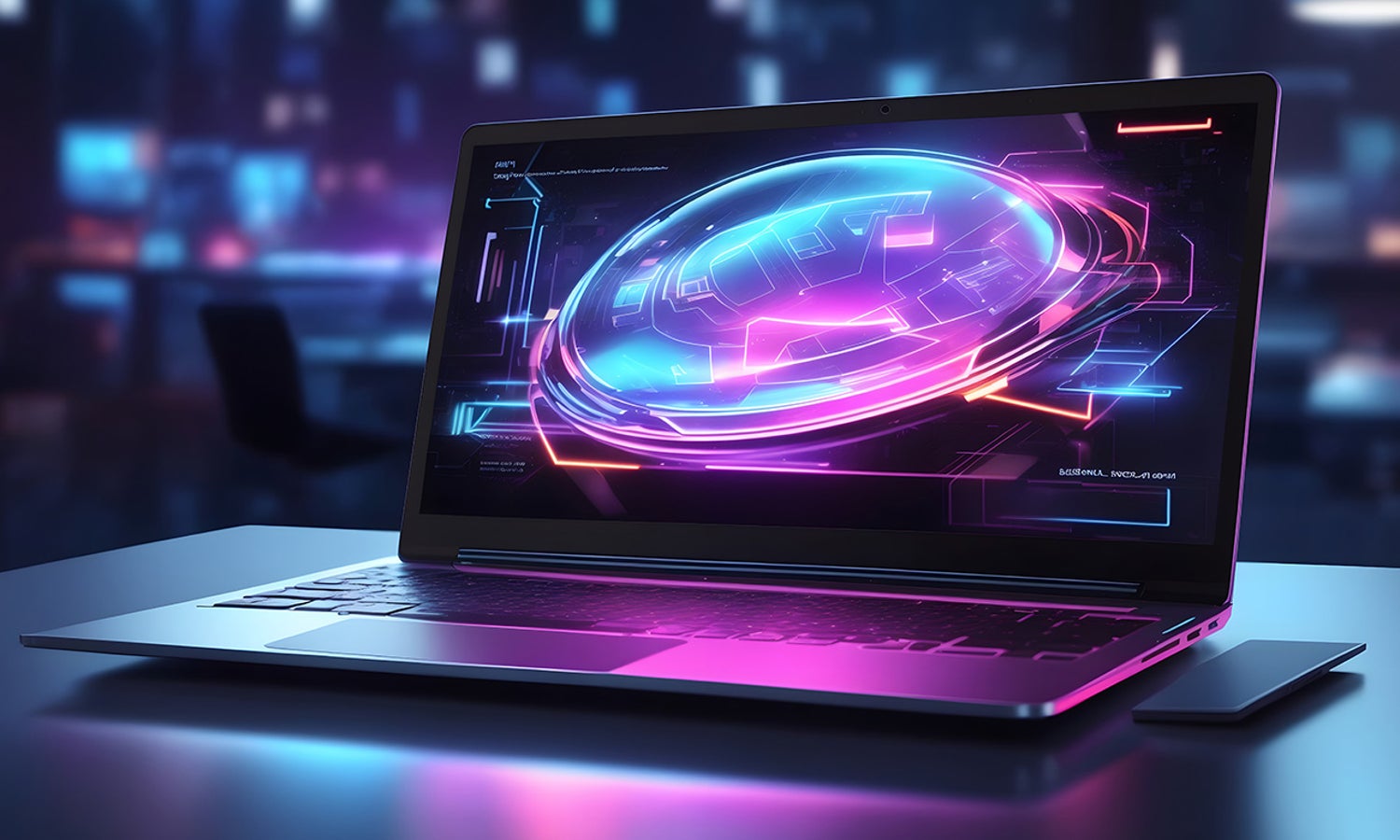 Laptop with a AI generated graphic on the screen