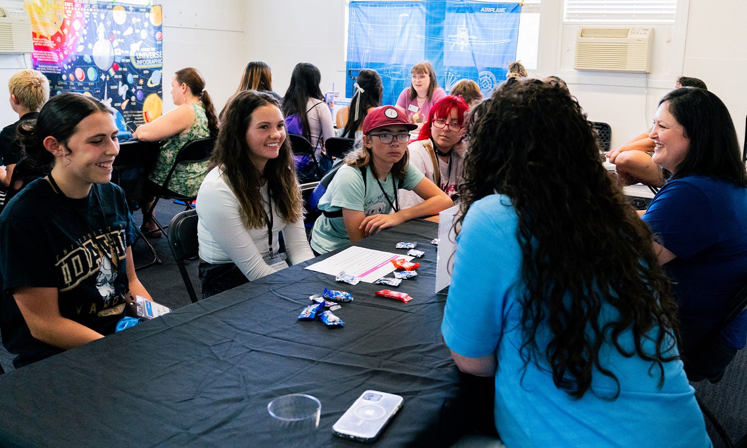 Students participating in a STEM career discussion and mentorship session.