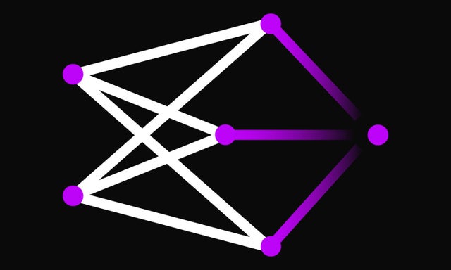 Abstract network diagram with interconnected nodes and connecting lines