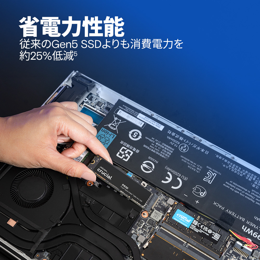 内蔵型SSD Crucial P510 2TB PCIe Gen5 NVMe M.2 SSD Dysk SSD Crucial P510 M.2 PCI-e 5.0 NVMe 2TB (CT2000P510SSD8