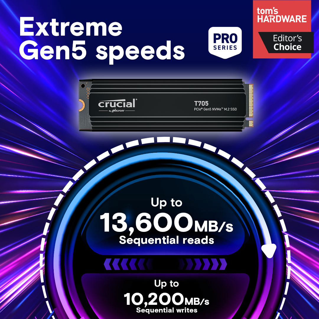 【新品未開封】crucial T705 1TB PCIe Gen5 NVMe Amazon.com: Crucial T705 1TB PCIe Gen5 NVMe M.2 SSD - Up to