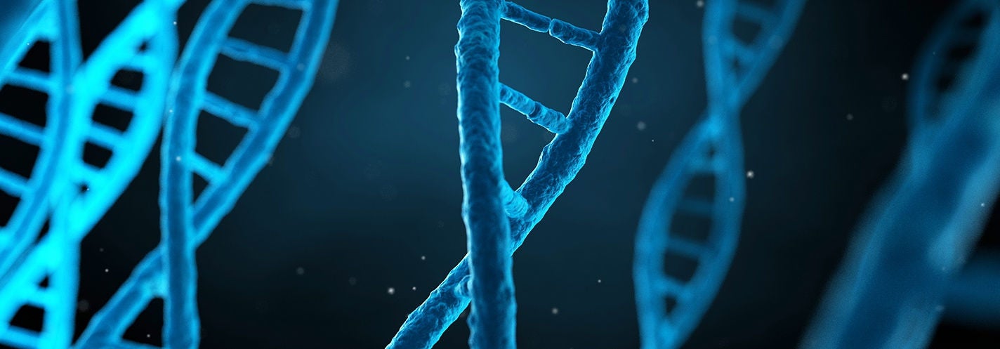 DNA strands blue colored