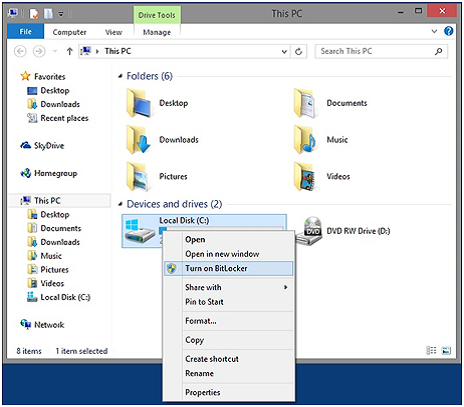 ビットロッカーを有効にする