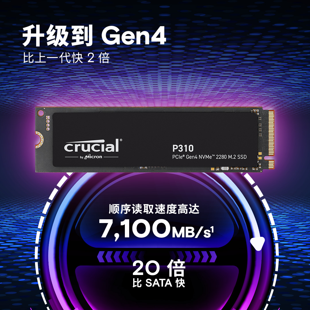 Crucial P310 1TB PCIe Gen4 NVMe 2280 M.2 SSD