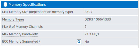 Memory specs 8gb