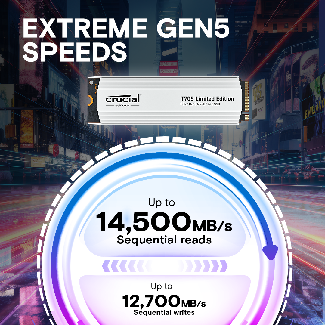 Crucial T705 PCIe 5.0 NVMe M.2 SSD with limited edition