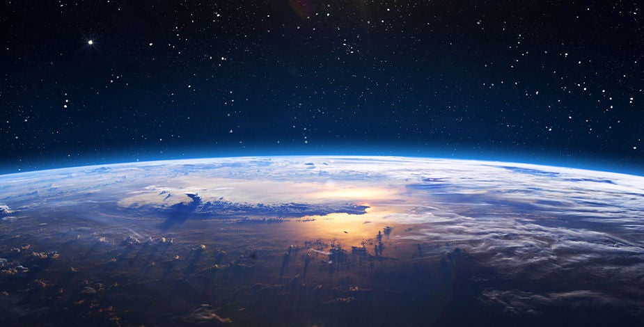 View of earth from low orbit