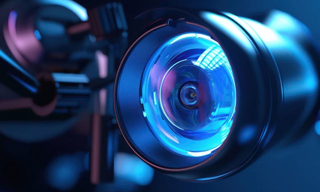 Close up of an eye from a surveillance camera