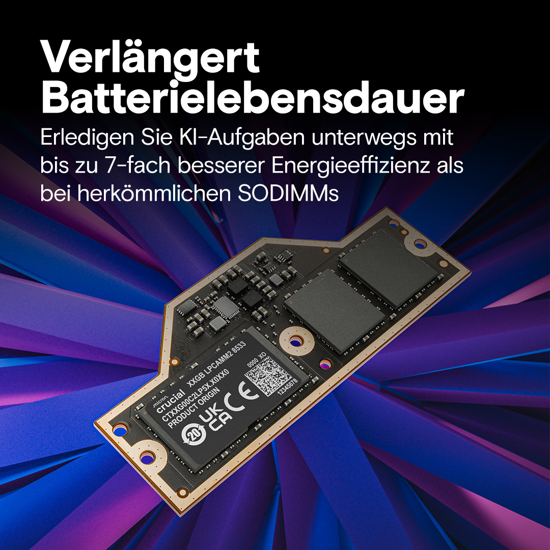 Crucial LPCAMM2 8533MT/s 32GB LPDDR5 DRAM | CT32G85C2LP5X | Crucial DE