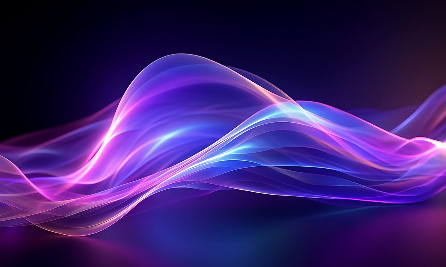 Waves of blue, purple and magenta transluscent colors on a black background