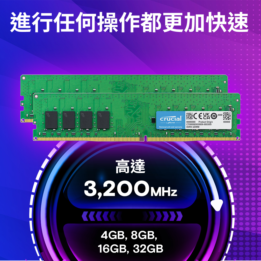 Crucial 64GB Kit (2 x 32GB) DDR4-3200 UDIMM | CT2K32G4DFD832A