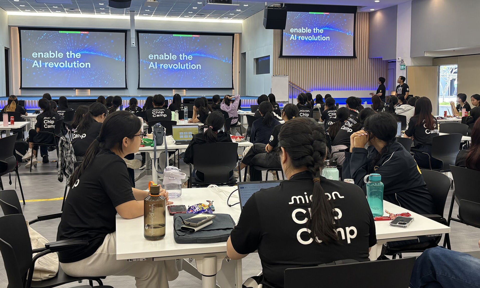 Students attending Micron Chip Camp AI presentation