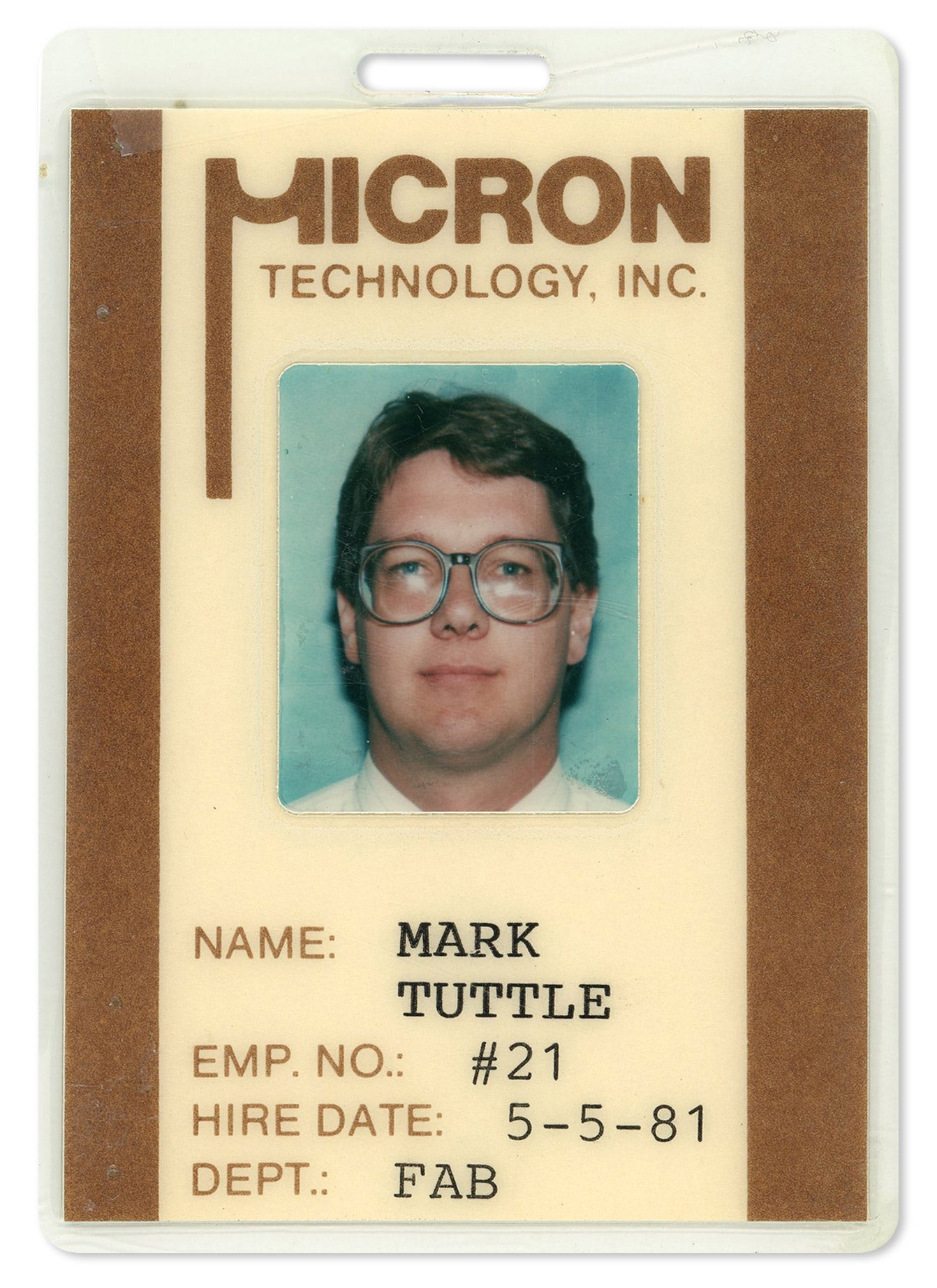 Micron Technology sign at the company's Boise fabrication facility, circa 1982