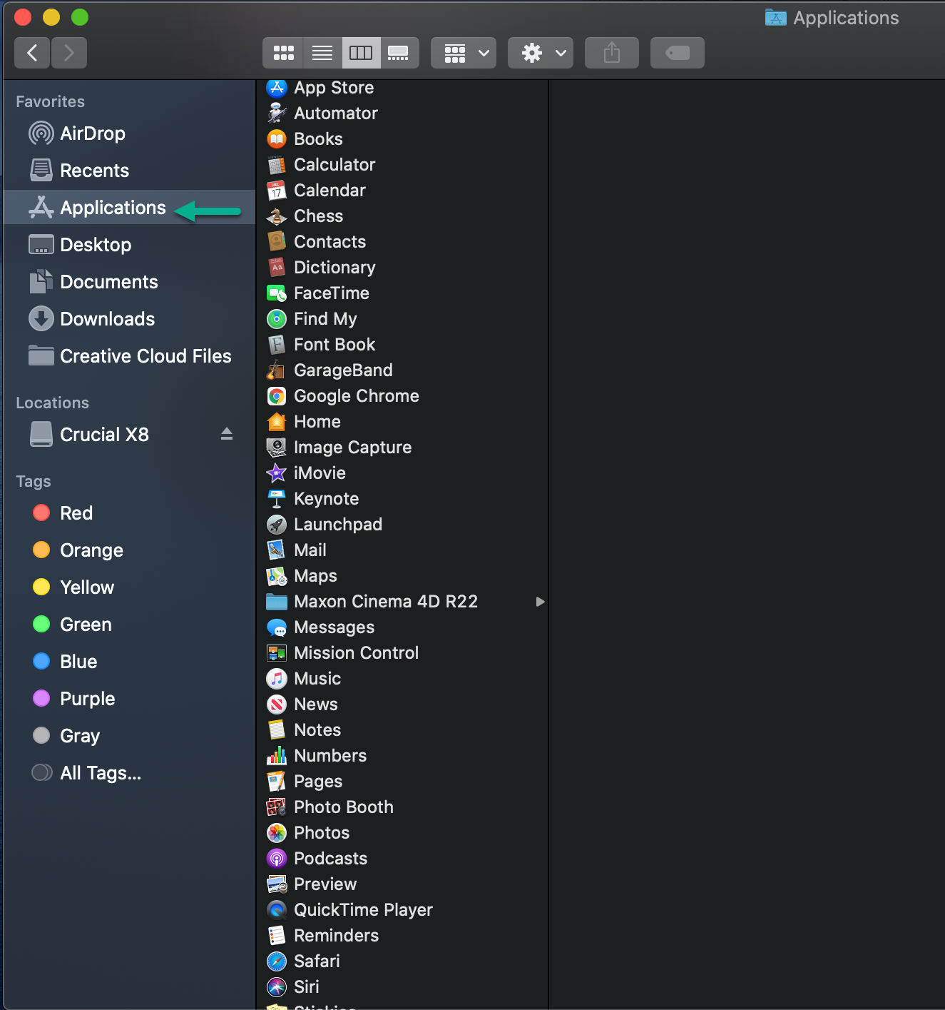 Select 'Applications'