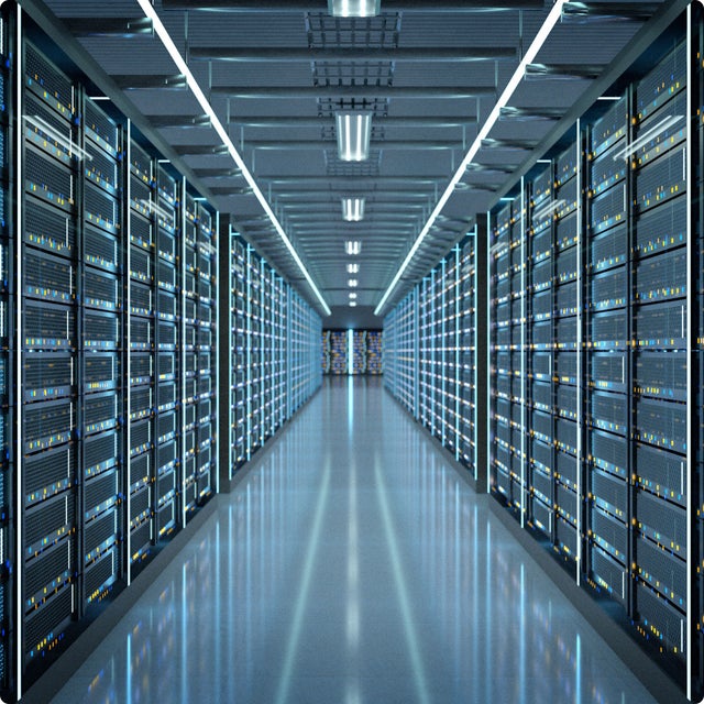 Room with blue and grey lights