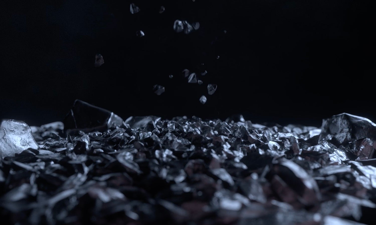 Silicon rocks on a black background