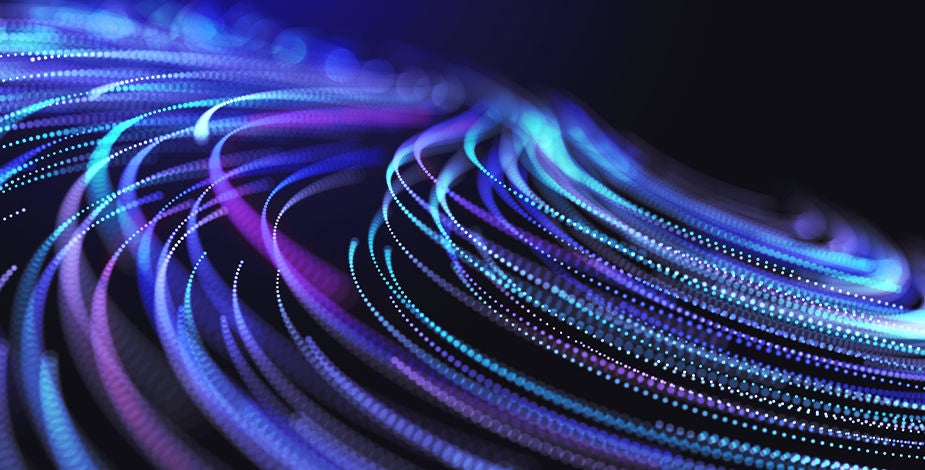 Circular swirls of blue, purple, and teal lights 