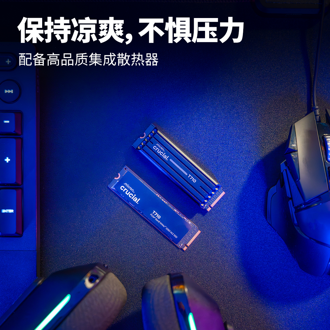 Crucial T710 2TB PCIe Gen5 NVMe 2280 M.2 SSD with heatsink- view 4