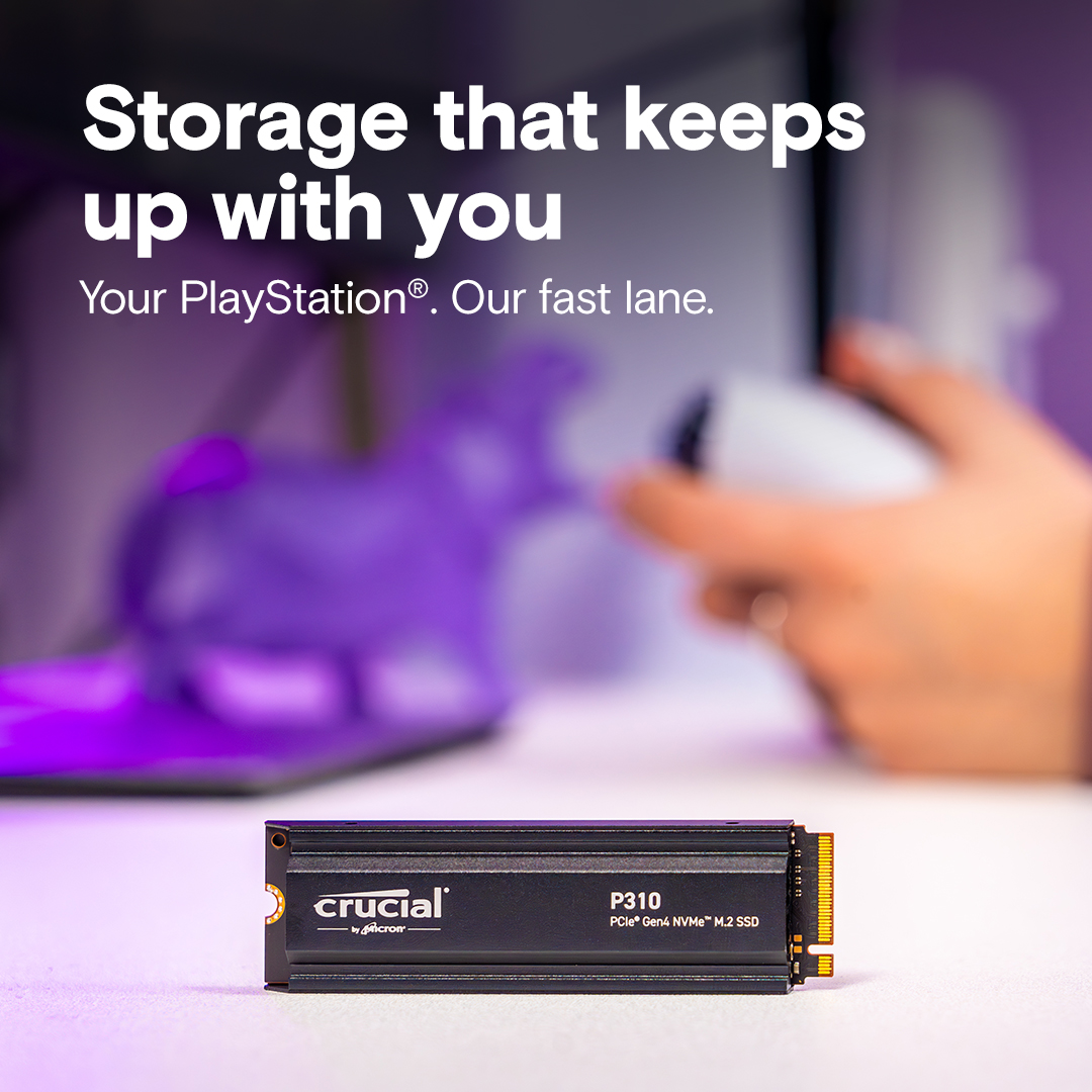 Crucial P310 2TB PCIe Gen4 NVMe 2280 M.2 SSD with heatsink