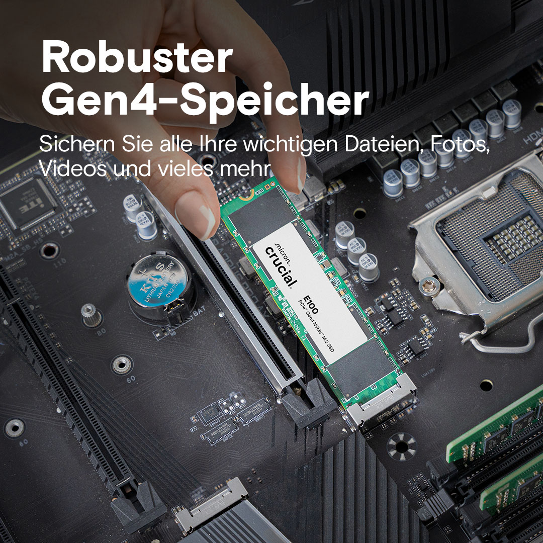 Crucial E100 2TB PCIe Gen4 NVMe M.2 SSD | CT2000E100SSD8 | Crucial DE